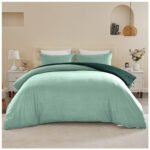 Reversible Plain Duvet Cover Set - Sage Green/Dark Green