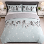 Luxury Feather Geometric Duvet Set - Duck Egg - Image 2