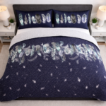 Luxury Feather Geometric Duvet Set - Navy - Image 2