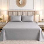 Luxury Cotton Blend Flat Bed Sheet - Silver
