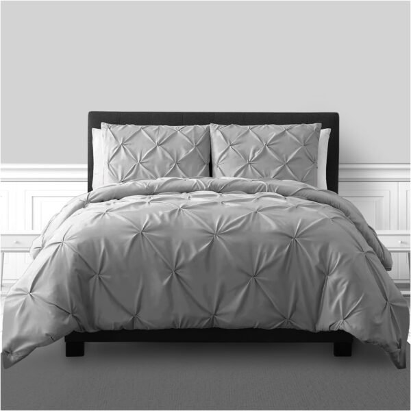 Luxury Pintuck Duvet Cover Set - Silver