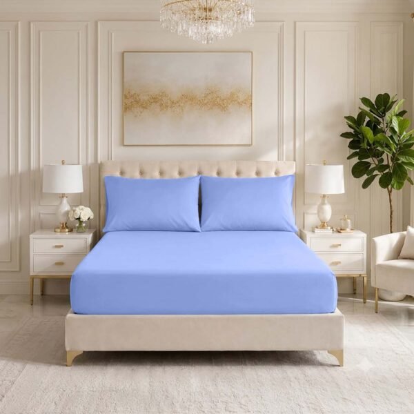 Premium Soft Touch Fitted Sheet – Sky Blue