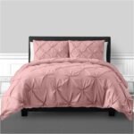 Luxury Pintuck Duvet Cover Set - Soft Pink