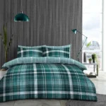 Reversible Check Duvet Cover Set - Green