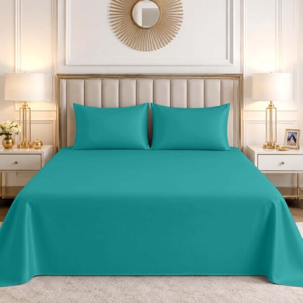 Luxury Cotton Blend Flat Bed Sheet - Teal