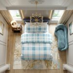 Luxury Check Geometric Duvet Cover Set - Teal