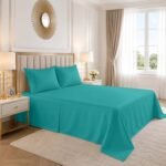 Luxury Cotton Blend Flat Bed Sheet - Teal - Image 2