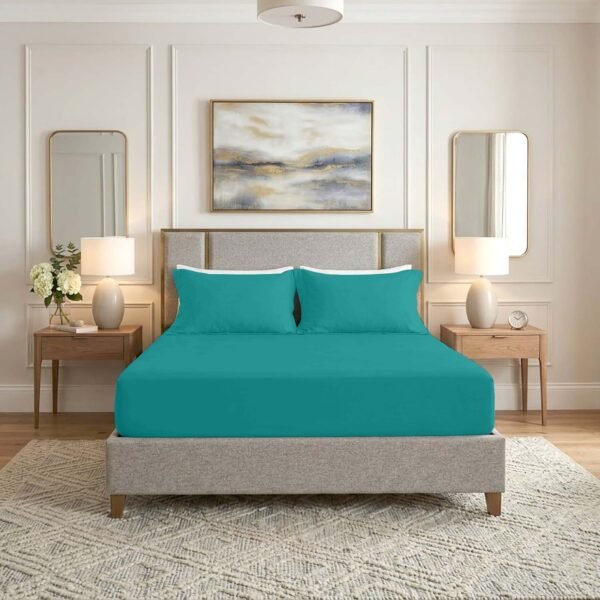 Premium Home Essentials Plain Fitted Sheet - Teal