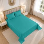 Luxury Cotton Blend Flat Bed Sheet - Teal - Image 3