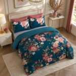 Luxury Floral Duvet Cover Set - Teal
