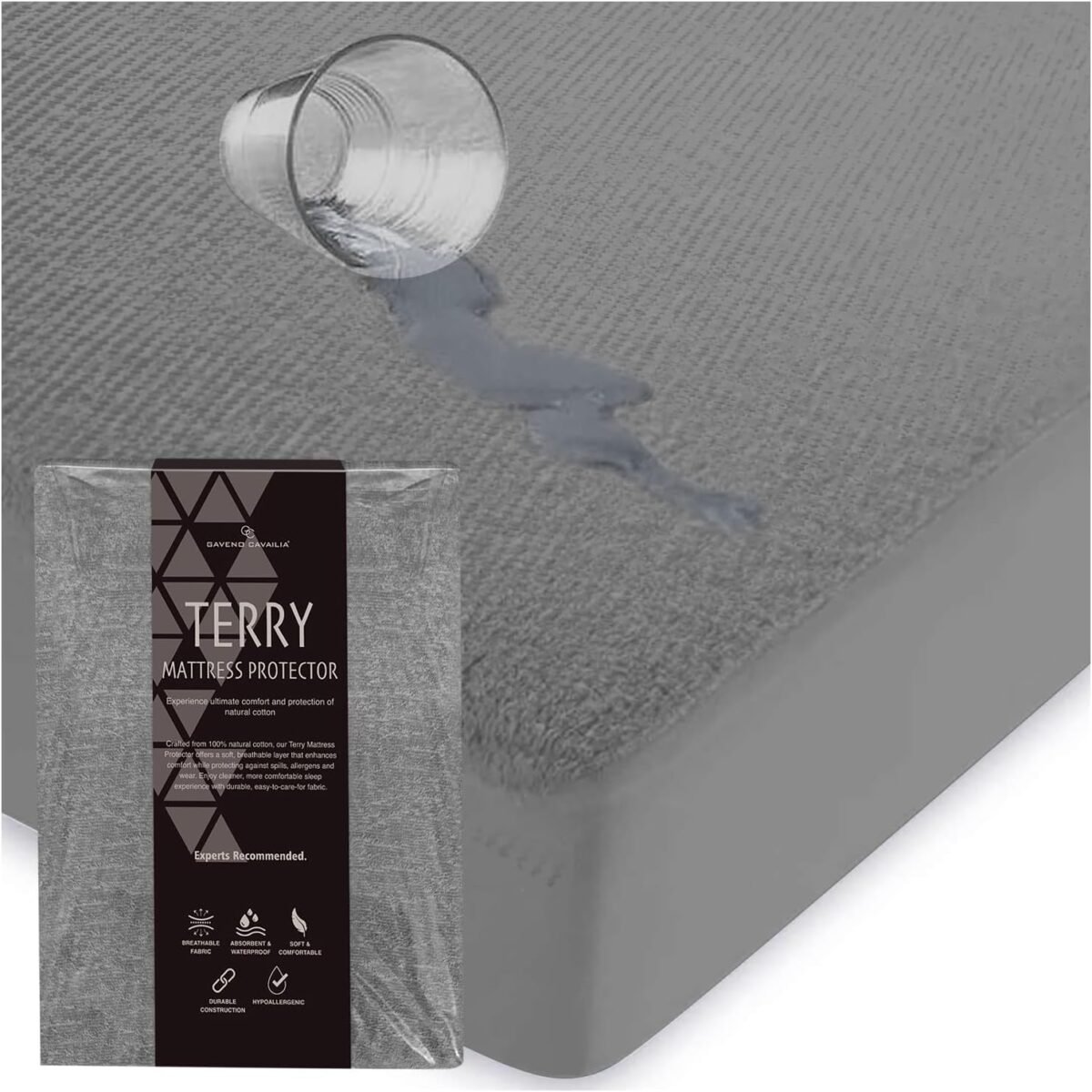 Terry Waterproof Mattress Protector - Charcoal