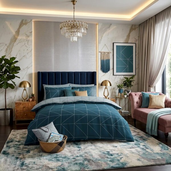 Triangle Geometric Complete Bedding Set - Teal