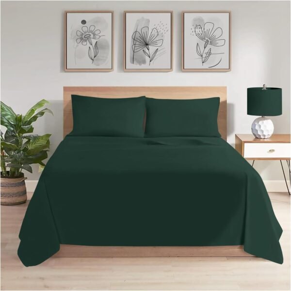 Super Soft Breathable Flat Bed Sheet - Dark Green