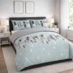 Luxury Feather Geometric Duvet Set - Duck Egg