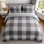 Breathable Denim Check Duvet Cover Set - Grey - Image 3