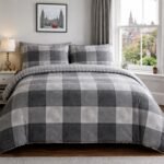 Breathable Denim Check Duvet Cover Set - Grey
