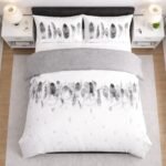 Luxury Feather Geometric Duvet Set - White - Image 2