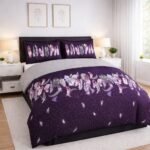 Luxury Feather Geometric Duvet Set - Purple