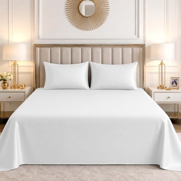 Luxury Cotton Blend Flat Bed Sheet - White