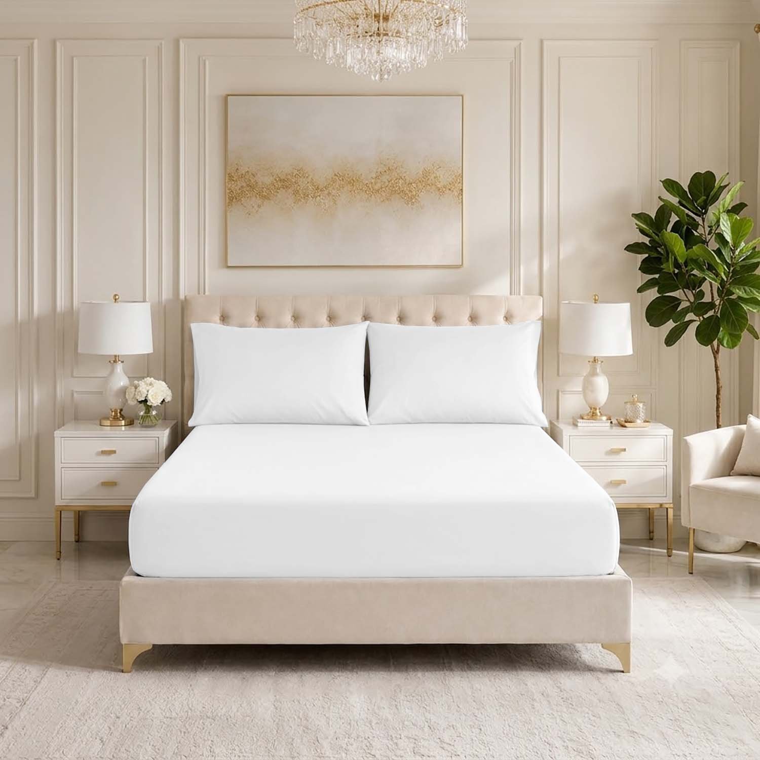 White 2 Premium Soft Touch Fitted Sheet – White