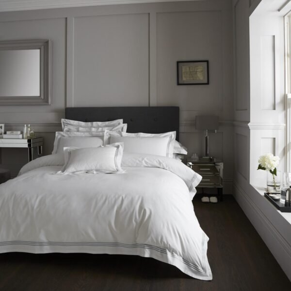 Hotel Quality Duvet Cover Set - White/Charcoal