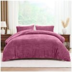 Ribbed Duvet Cover Warm Fleece Bedding Winter Berry