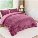 Fleece Bedding Ribbed Duvet Cover Set - Winter Berry - Image 2