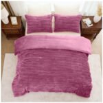 Fleece Bedding Ribbed Duvet Cover Set - Winter Berry - Image 5