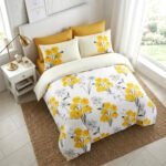 Botanical Floral Print Duvet Cover Set - Yellow - Image 3