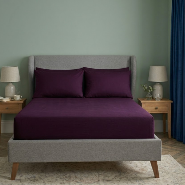 Soft Plain Dyed Percale Fitted Sheet - Berry