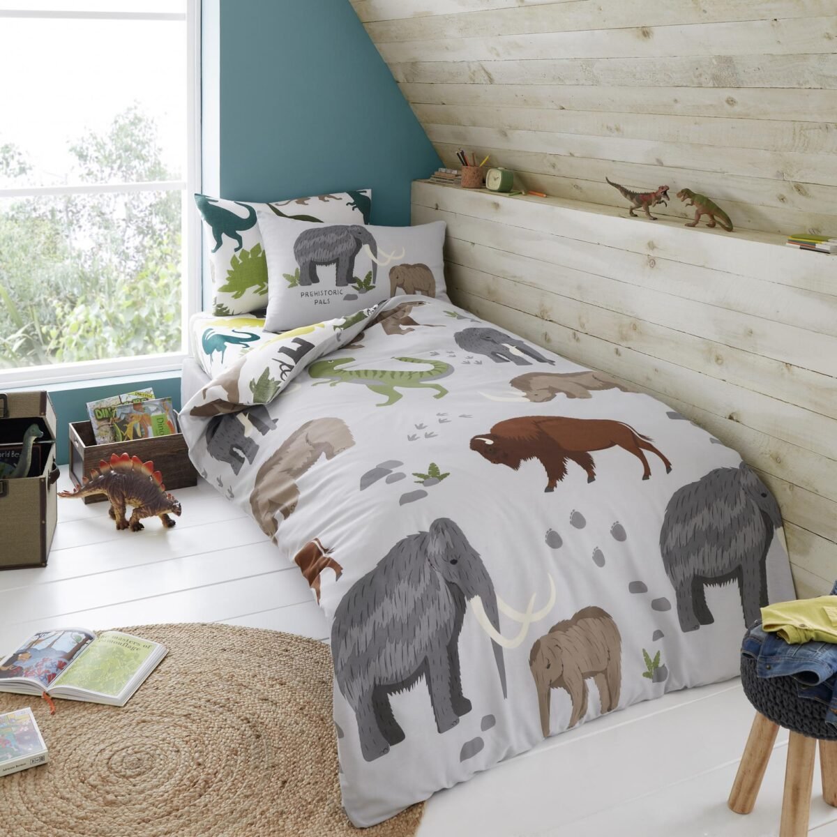 Modern Kids Animal Safari Duvet Cover Set - Grey