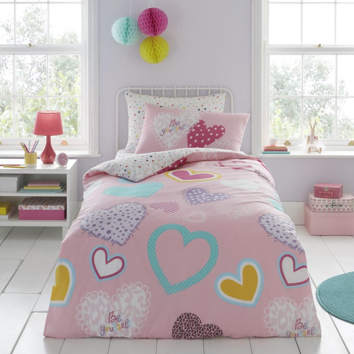 Premium Kids Love Theme Duvet Cover Set - Pink