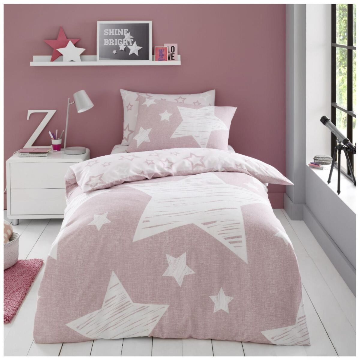 Modern Kids Star Duvet Cover Set - Blush Pink