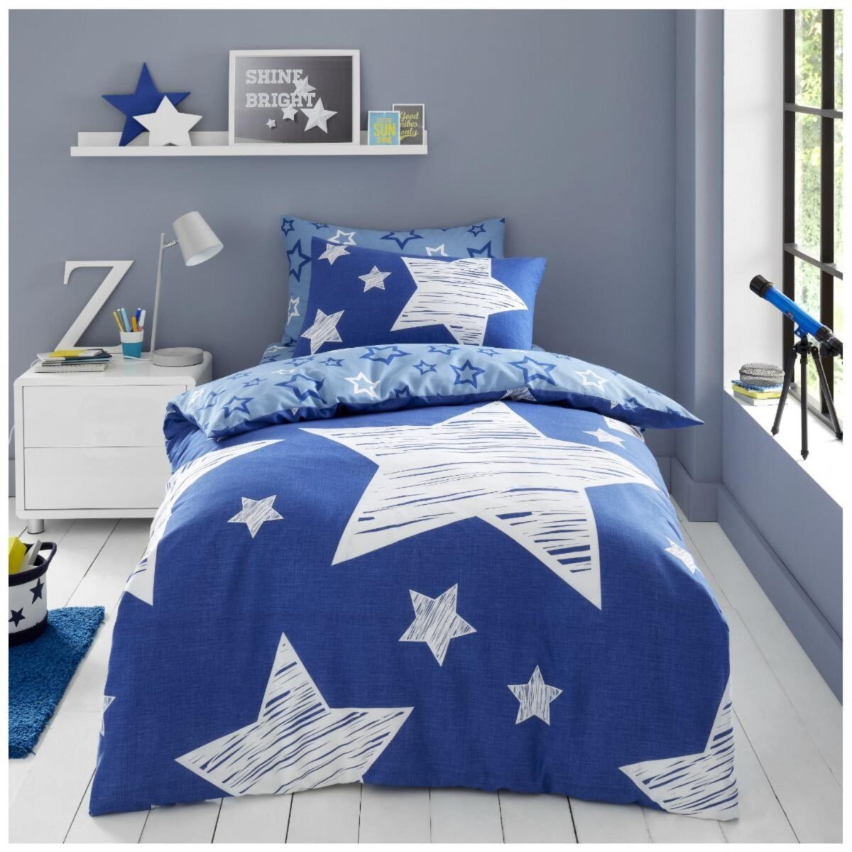 Modern Kids Star Duvet Cover Set - Navy