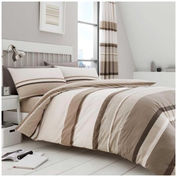 Reversible Geometric Duvet Cover Set - Natural