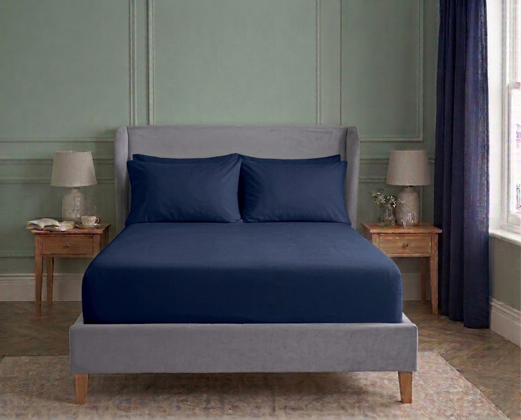 Soft Plain Dyed Percale Fitted Sheet - Navy