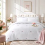 Fancy Embroidered Duvet Cover Set Bows - Pink