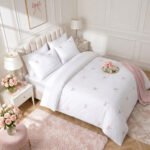 Fancy Embroidered Duvet Cover Set Bows - Pink