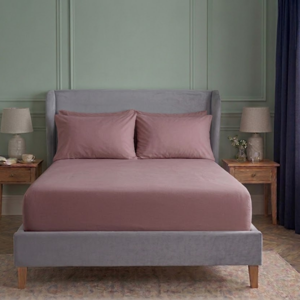 Soft Plain Dyed Percale Fitted Sheet - Pink