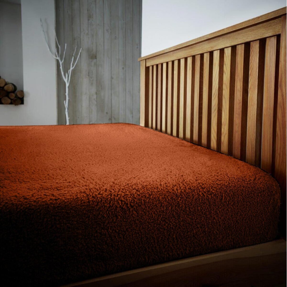 Ultra Soft Teddy Fitted Sheet - Burnt Orange