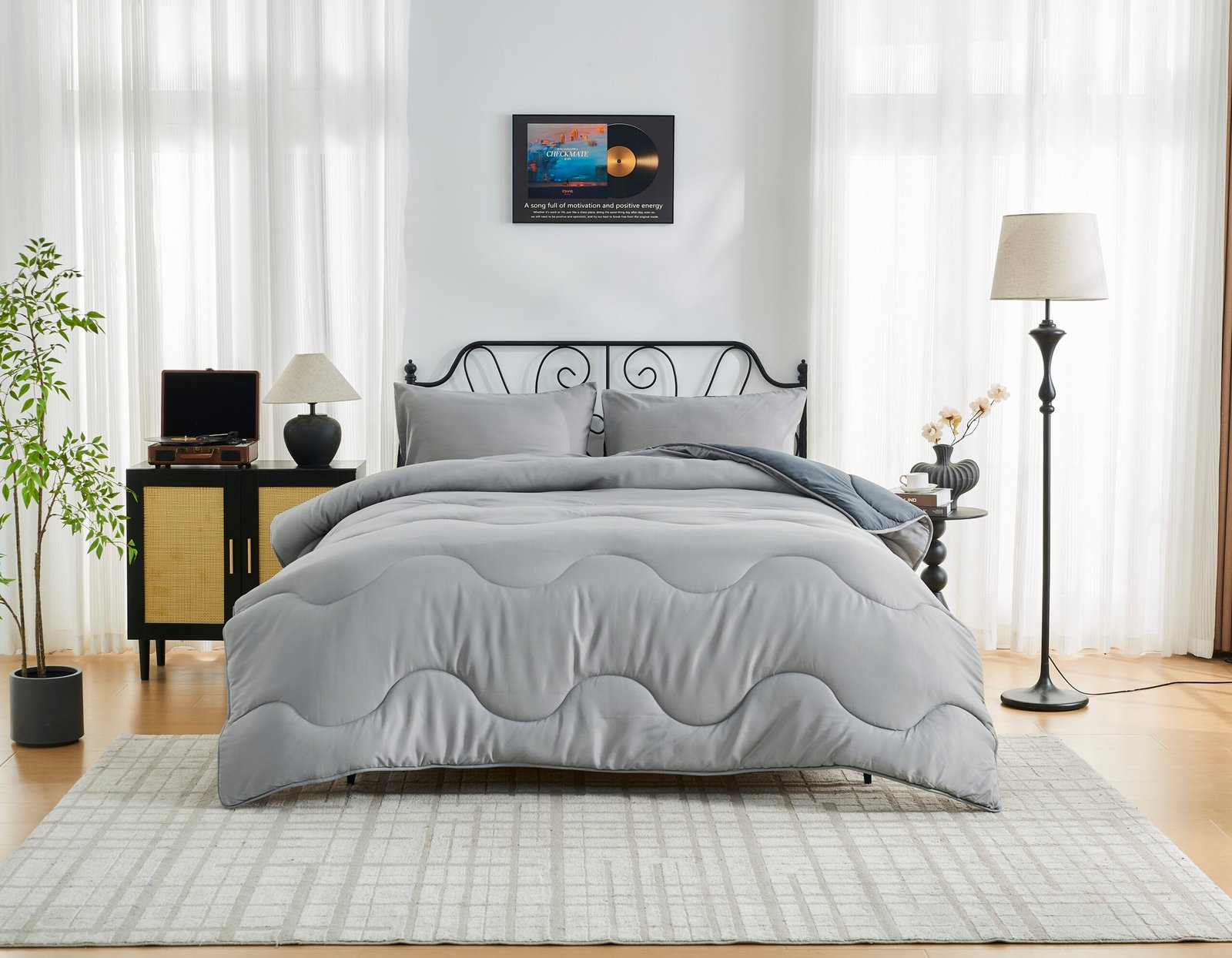 00107956 Coverless Duvet 10.5 Tog Quilt - Grey/Charcoal