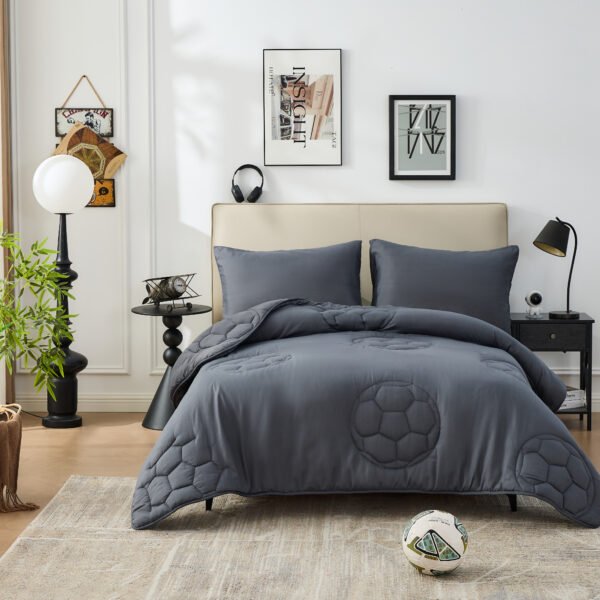 10.5 Tog Duvet Coverless Quilt - Football Charcoal