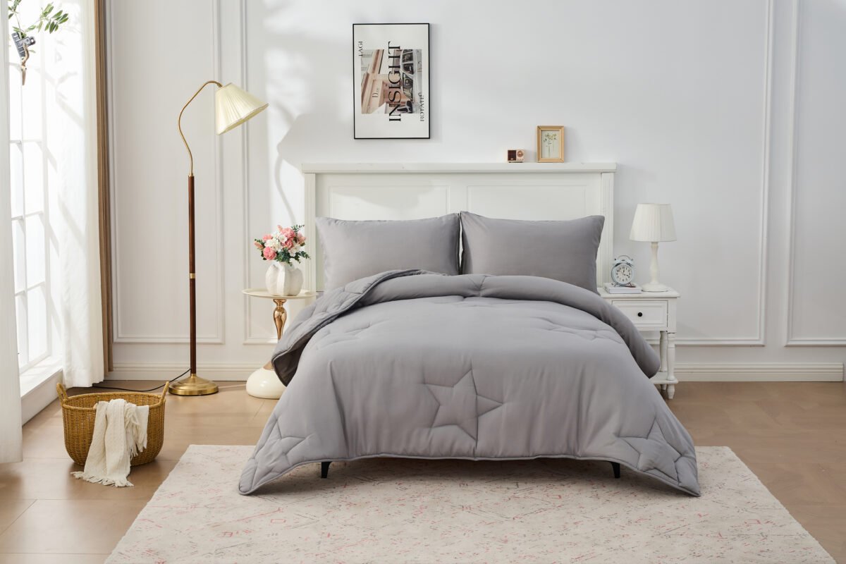 10.5 Tog Duvet Coverless Quilt - Stars Grey