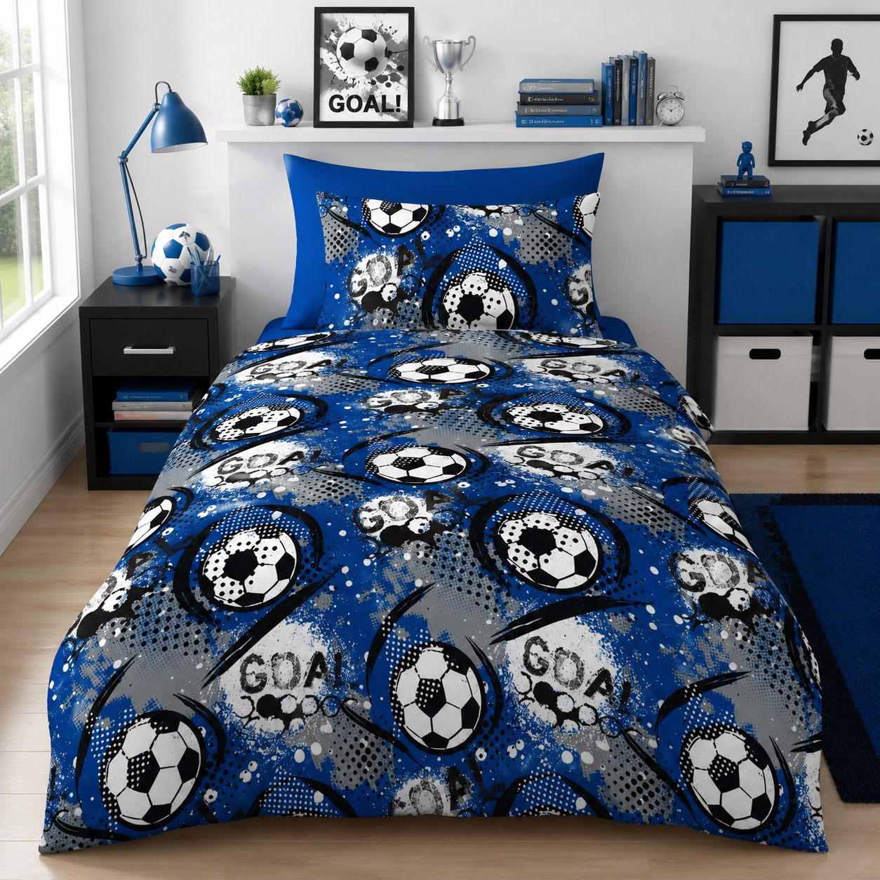 1 Soccer Ball Kids Duvet Cover Set - Multi