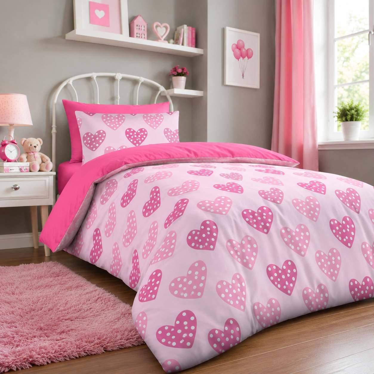 1 Cute Hearts Kids Duvet Cover Set- Multi