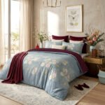 Luxury Soft Floral Complete Bedding Set - Blue