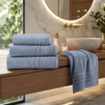 2 Pack Luxury Paris Ribbed Cotton Towel Set - Charcoal