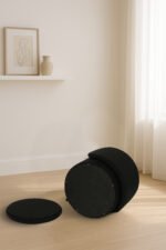 Modern Boucle Storage Stool - Black