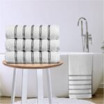 Striped Cotton Hand Towels 3 Pack Set - White
