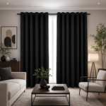 Printed Velvet Blackout Curtains - Black